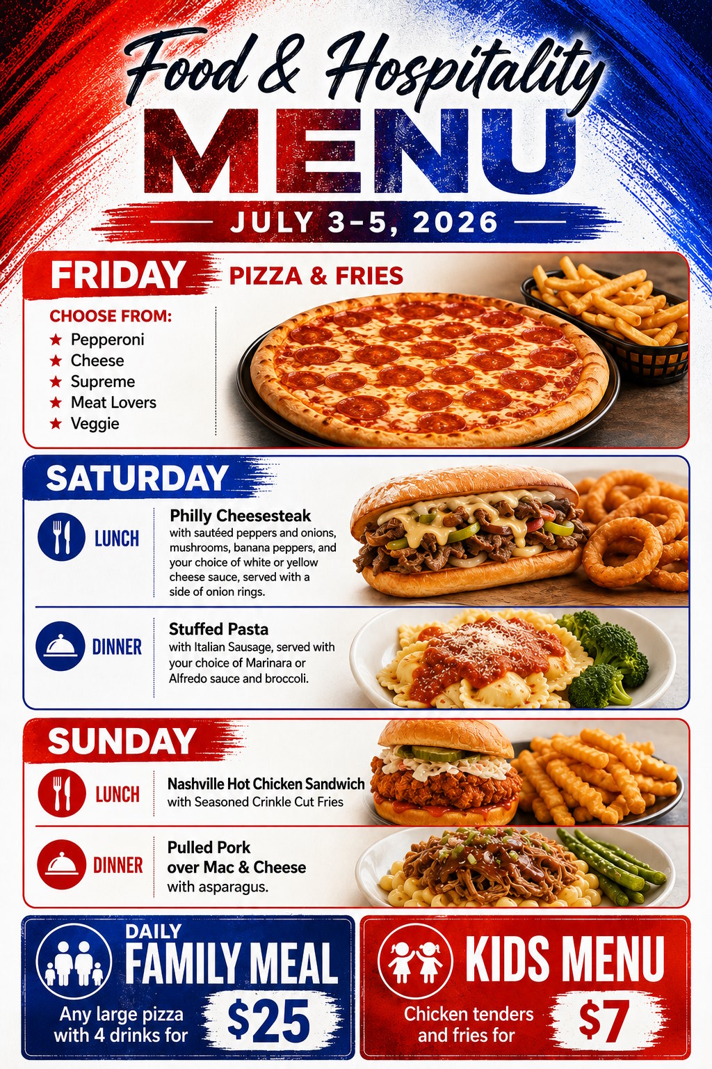 Food & Hospitality Menu - July 3-5, 2026